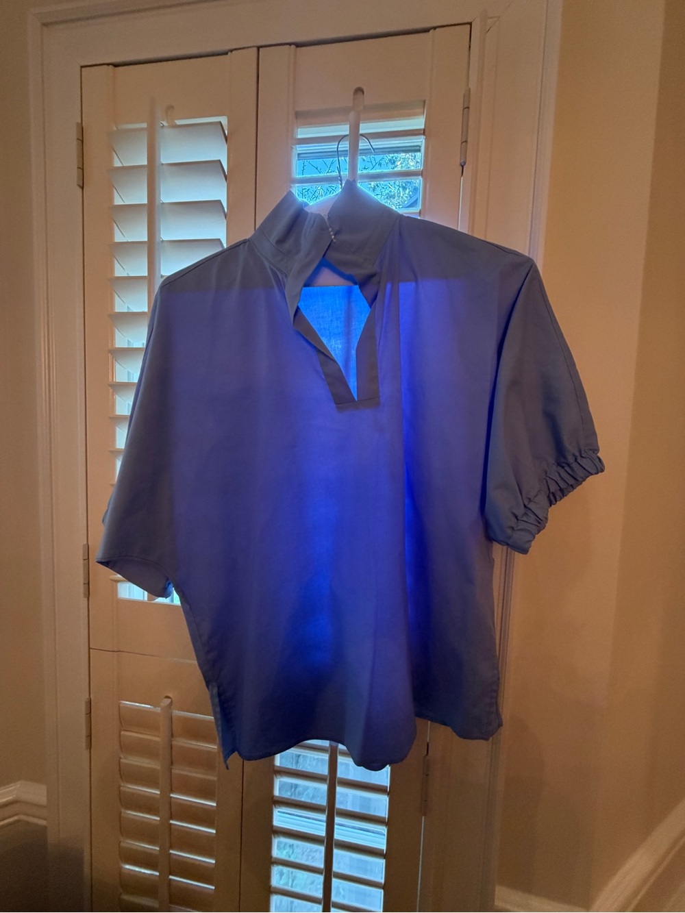 Adrienne Slate-Blue Short Sleeve Pullover Top